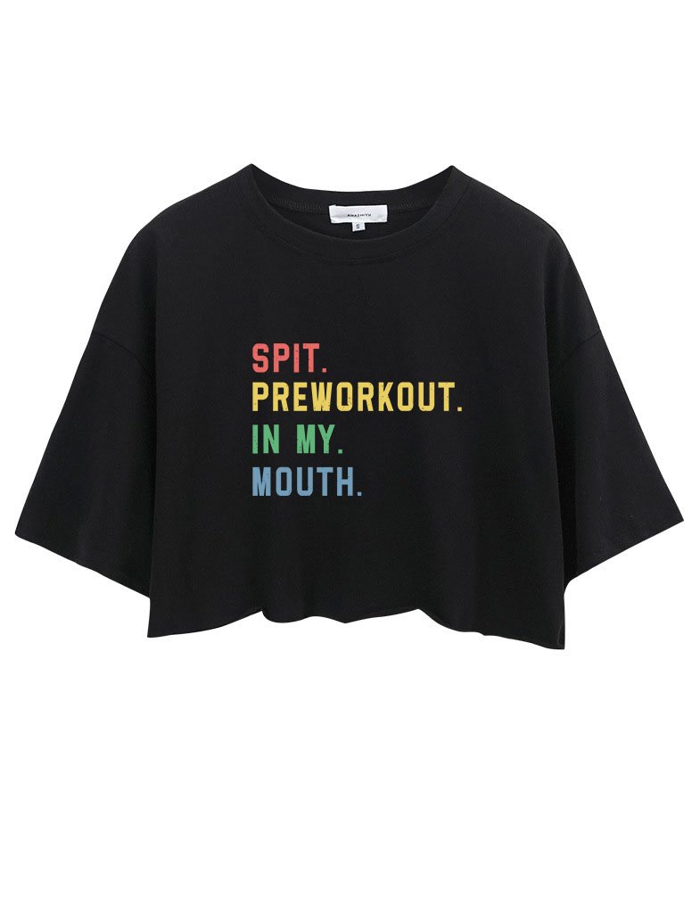 IronPandafit SPIT PREWORKOUT IN MY MOUTH Crop Tops For Sale