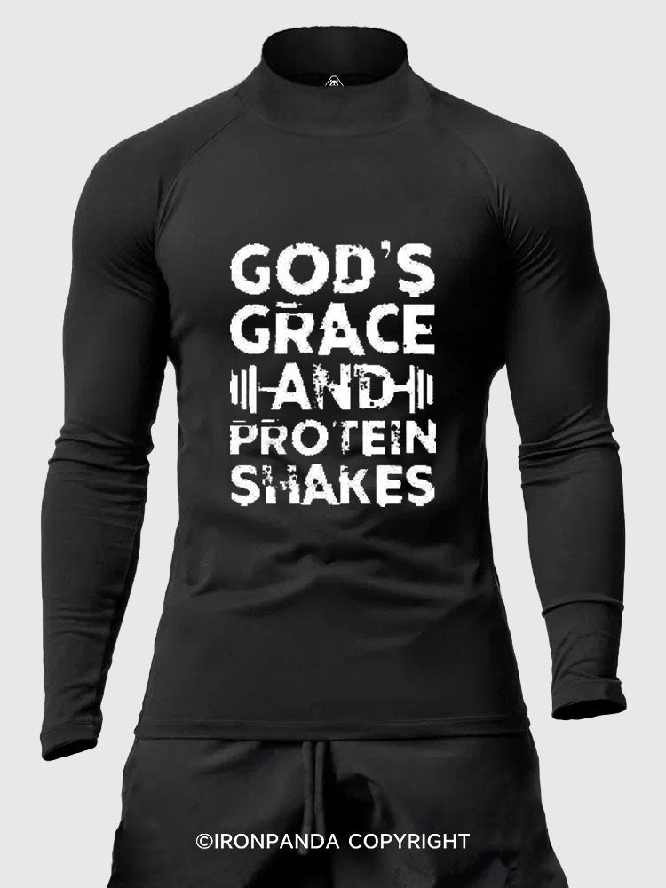 god's grace and protein shake Fitted Mock