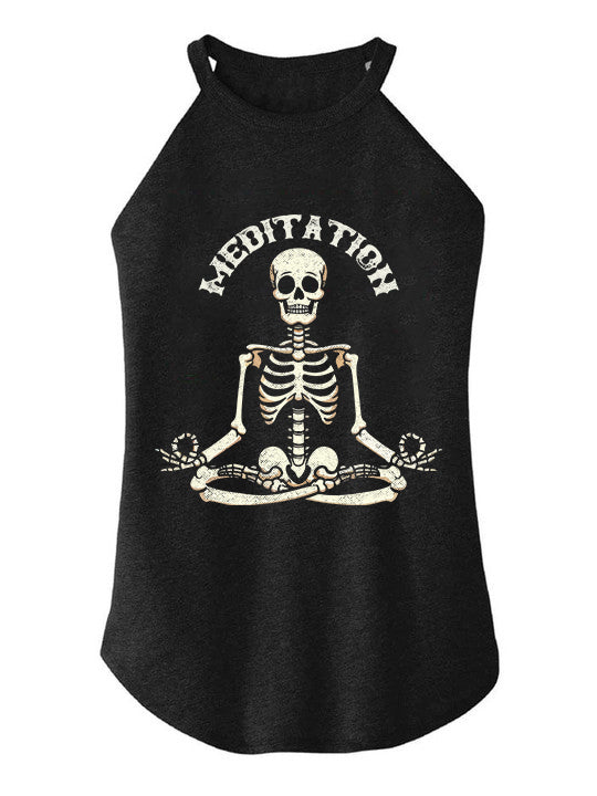 MEDITATION SKELETON TRI ROCKER COTTON TANK