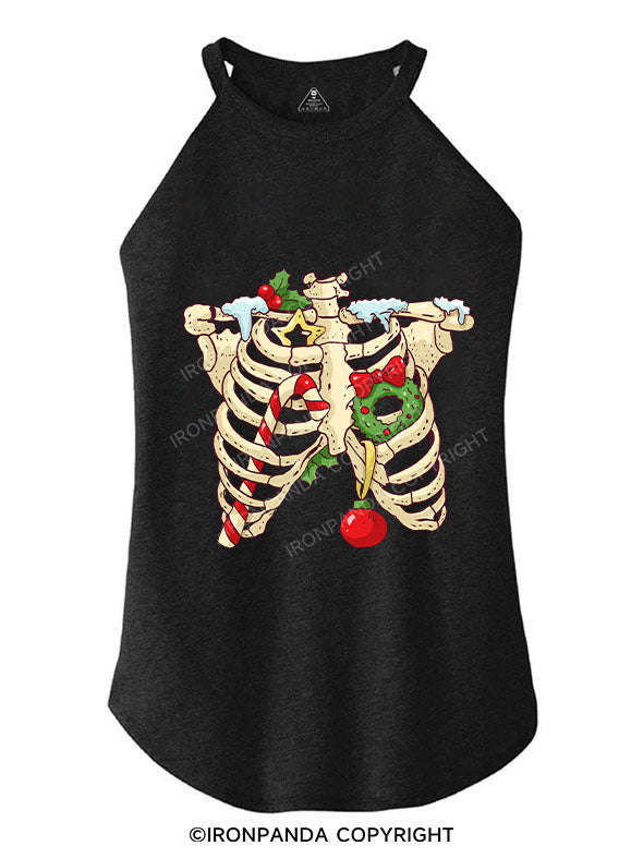 A CHRISTMAS SKELETON TRI ROCKER COTTON TANK