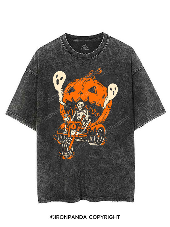 SKULL RIDE PUMPKIN  VINTAGE GYM SHIRT