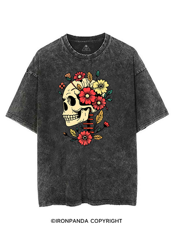 SKELETON FILLED WITH FLOWERS VINTAGE GYM SHIRT