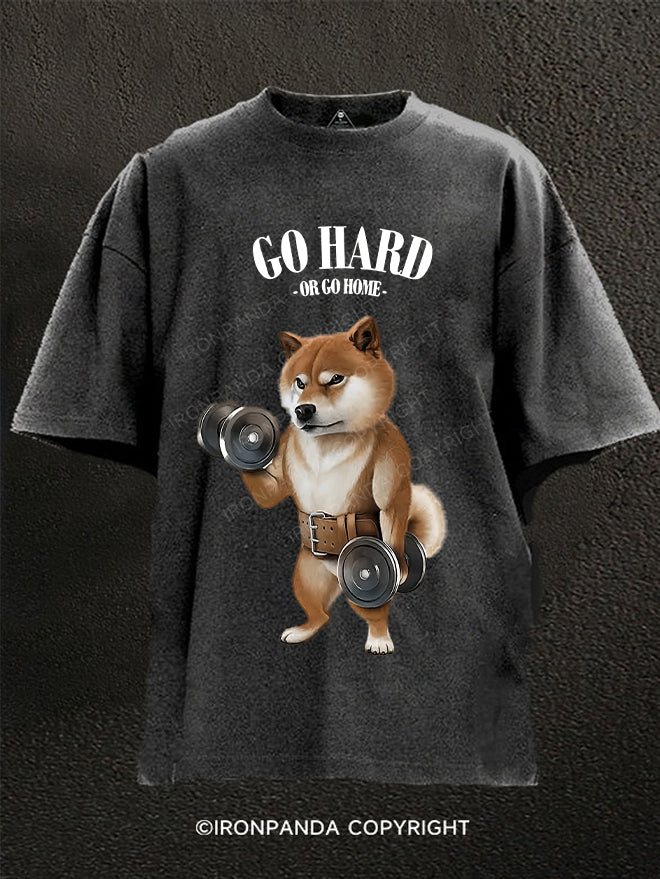 Go hard or go home Shiba dog Washed Gym Shirt