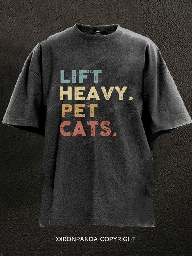 lift heavy pet cats Washed Gym Shirt