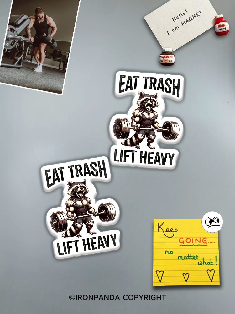 IronPanda eat trash lift heavy Fridge Magnet