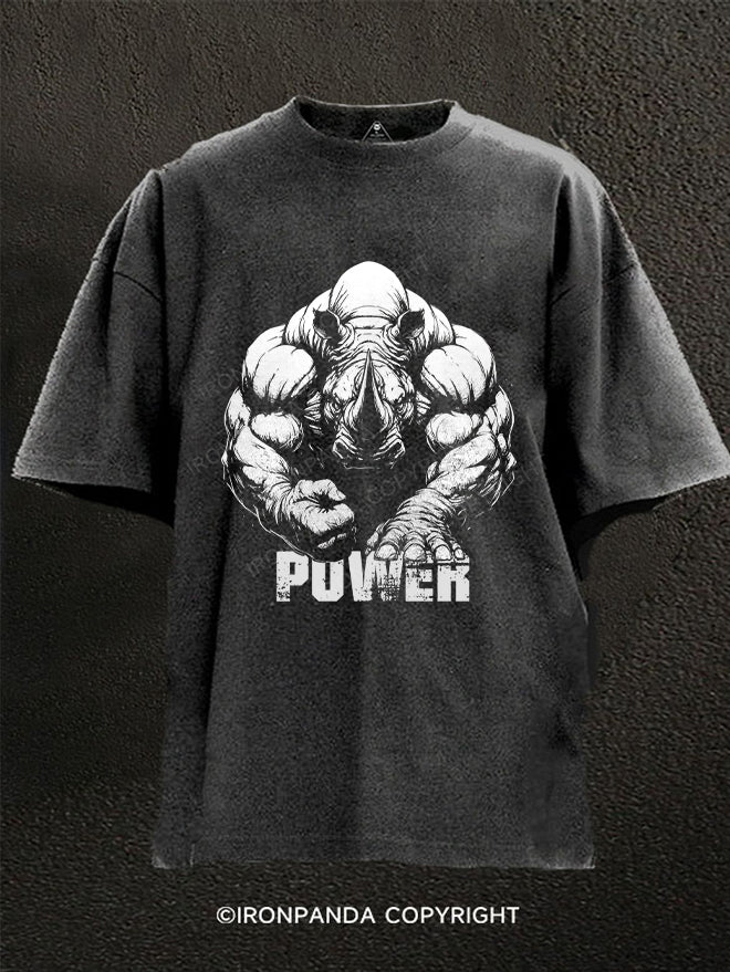 power rhino Washed Gym Shirt