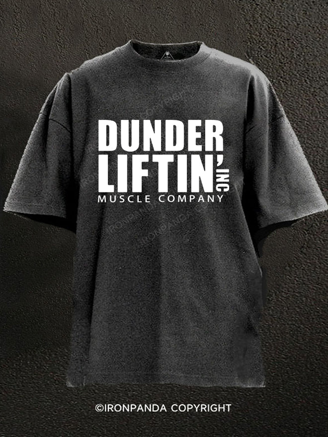 dunder lifting muscle company Washed Gym Shirt