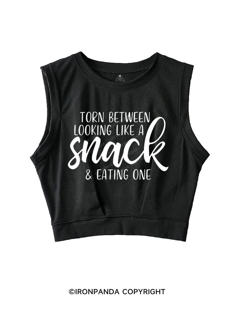 TORN BETWEEN A SNACK AND EAT ONE Sleeveless Crop Tops