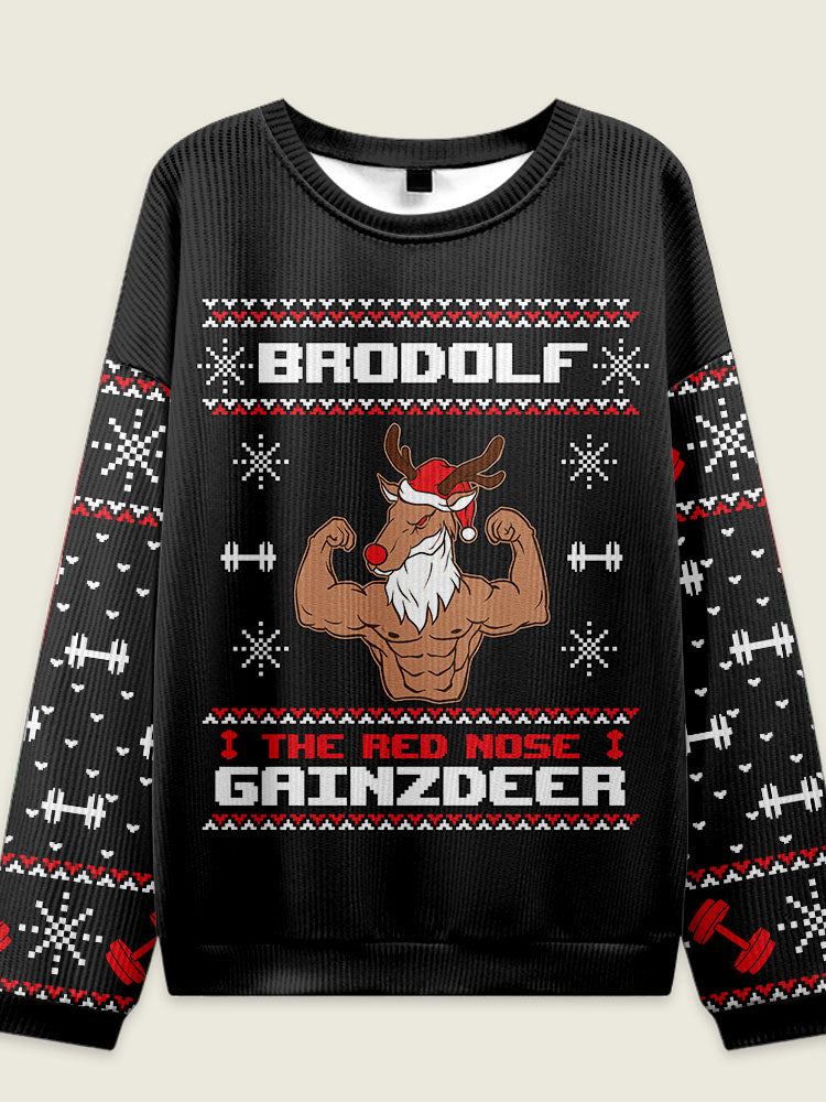 IRONPANDA BRODOLF THE RED NOSE GAINZDEER theme Ugly Sweater