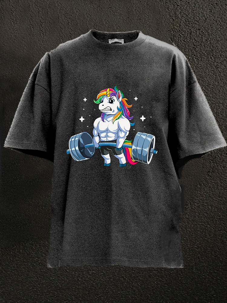 WEIGHTLIFTING UNICORN WASHED GYM SHIRT