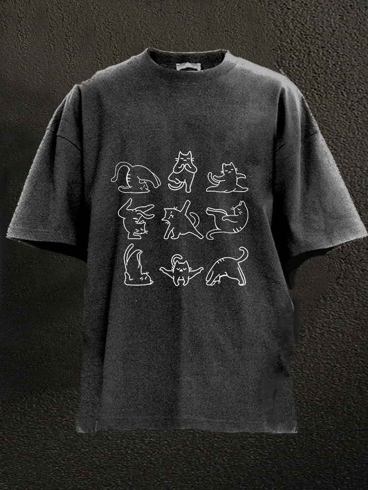 Yoga Cat WASHED GYM SHIRT