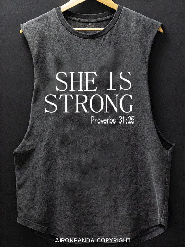 She is Strong Scoop Bottom Cotton Tank