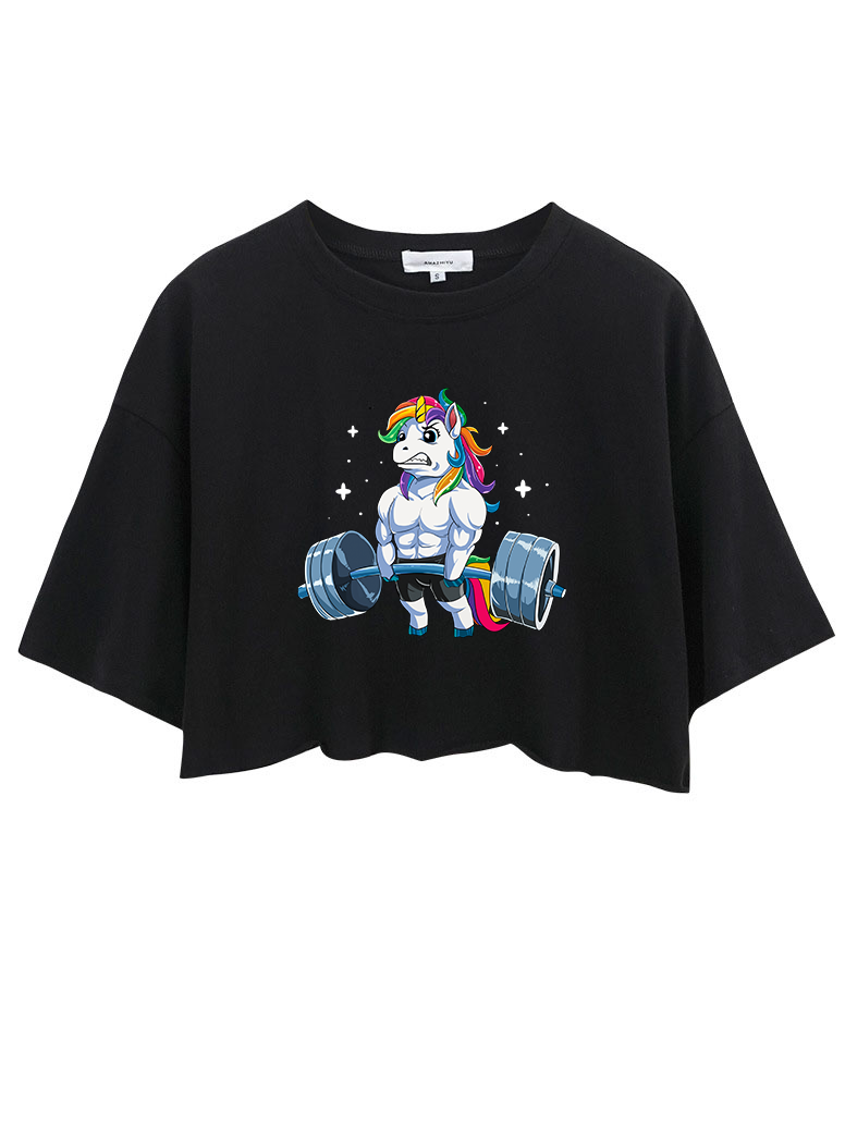 Weightlifting Unicorn Crop Tops