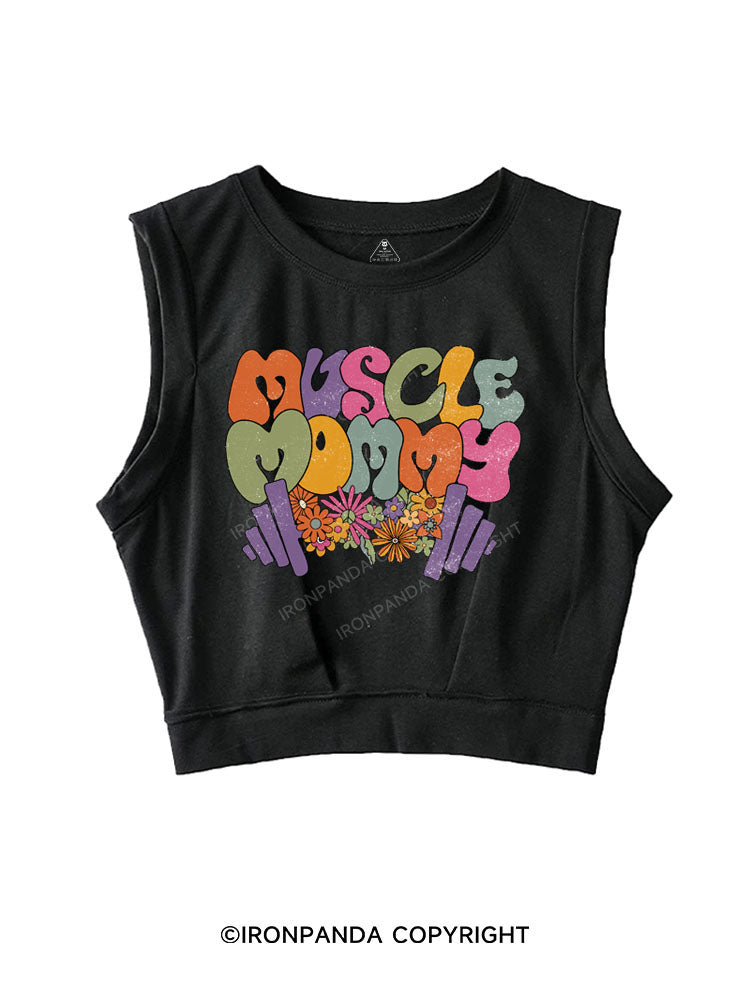 MUSCLE MOMMY SLEEVELESS CROP TOPS