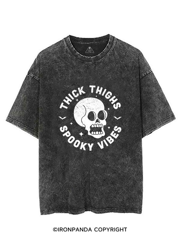 Thick Thighs Spooky Vibes Vintage Gym Shirt