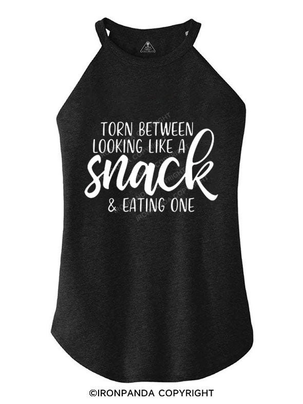 TORN BETWEEN A SNACK AND EAT ONE TRI ROCKER COTTON TANK