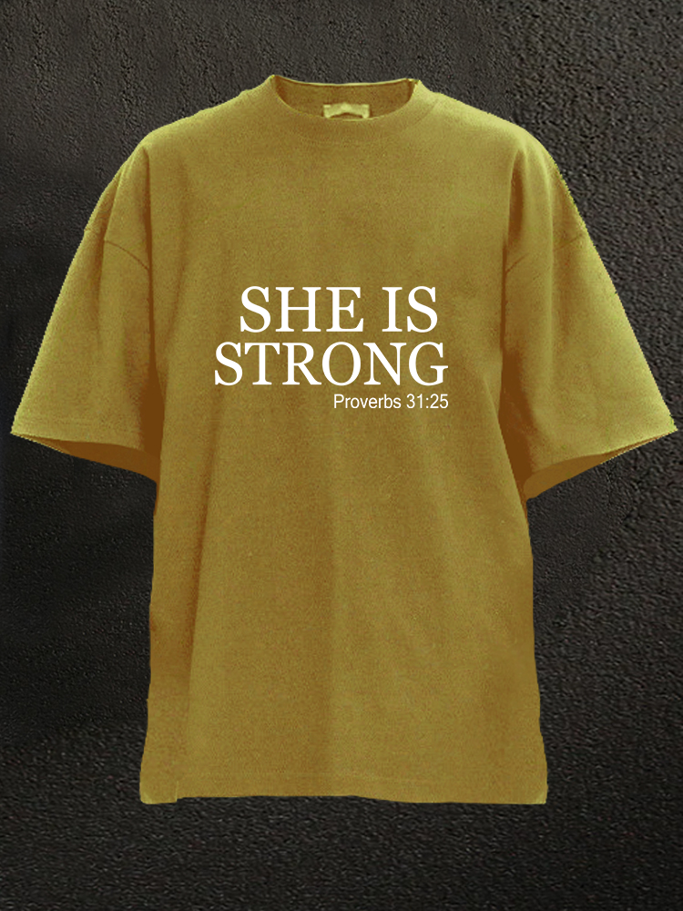 She is Strong WASHED GYM SHIRT