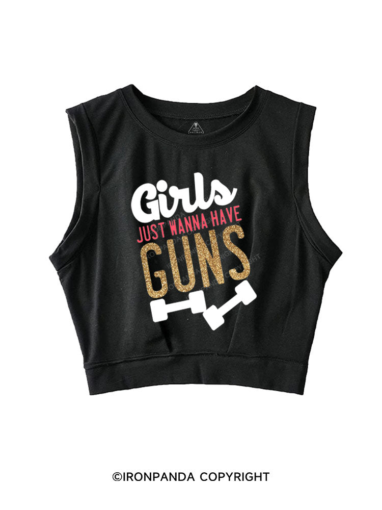 GIRLS JUST WANNA HAVE GUNS Sleeveless Crop Tops