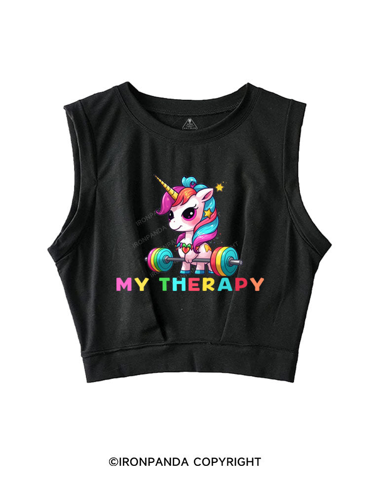 UNICORN MY THERAPY Sleeveless Crop Tops