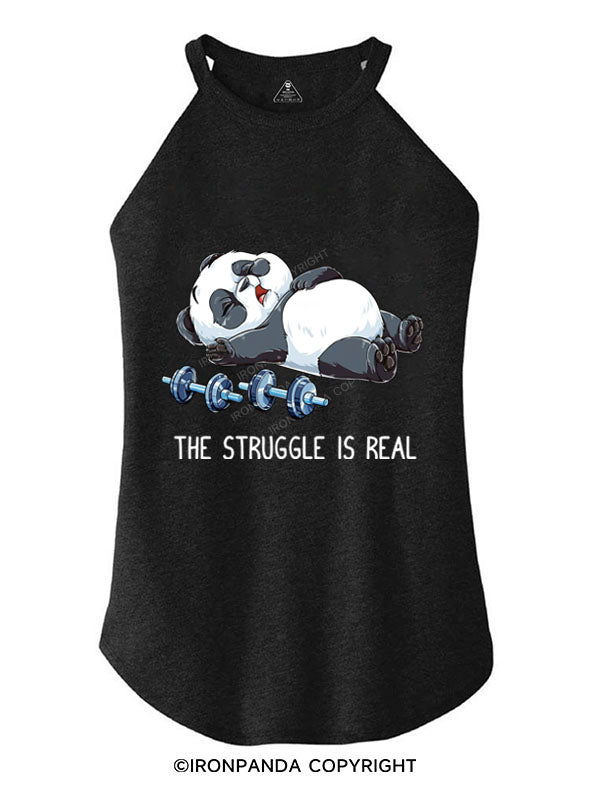 Panda The Struggle Is Real TRI ROCKER COTTON TANK