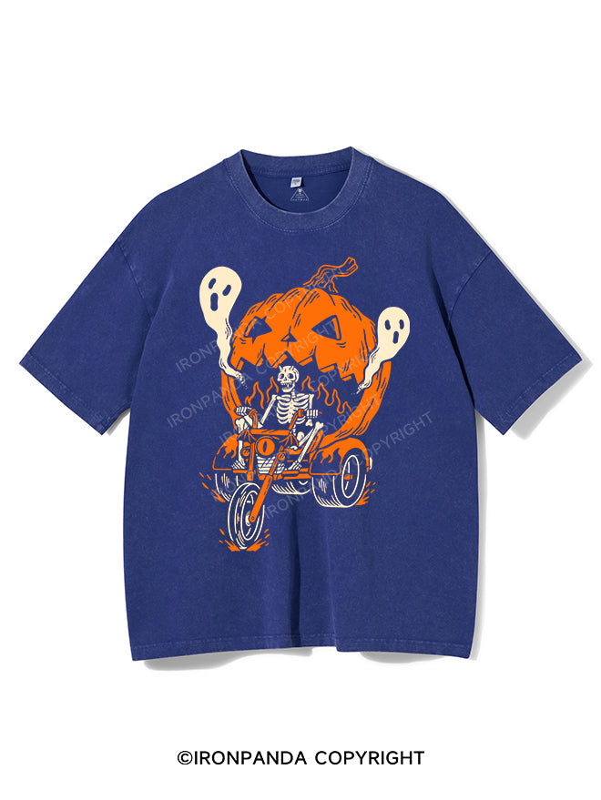 SKULL RIDE PUMPKIN  VINTAGE GYM SHIRT