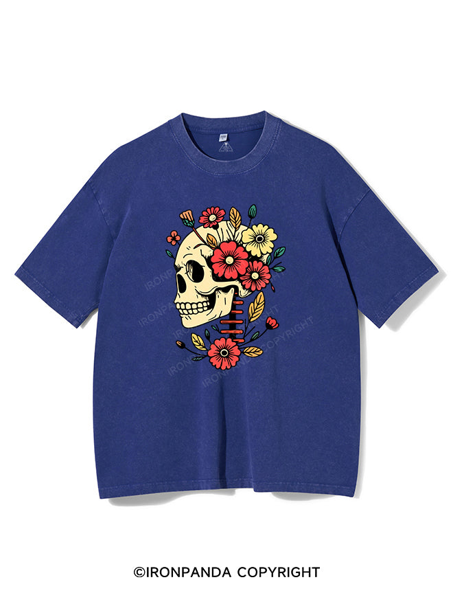 SKELETON FILLED WITH FLOWERS VINTAGE GYM SHIRT