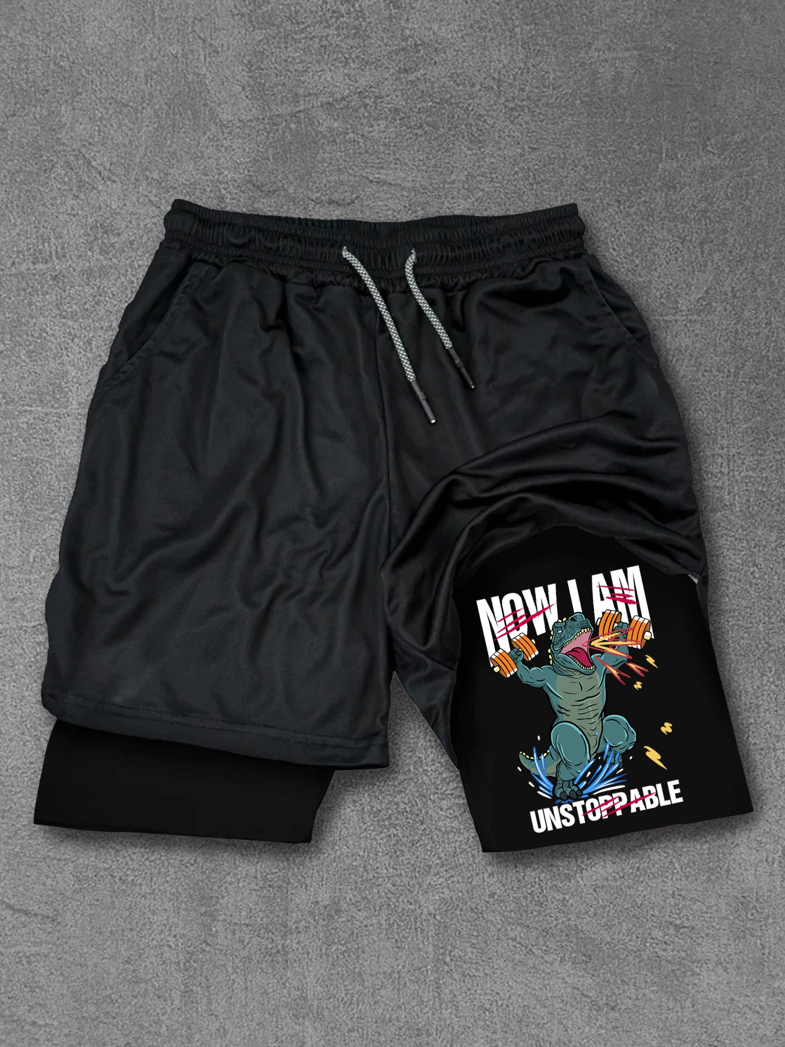 Now I Am Unstoppable Dinosaur Performance Training Shorts