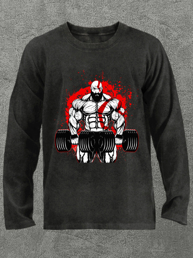 train like a god Washed Gym Long Sleeve Shirt