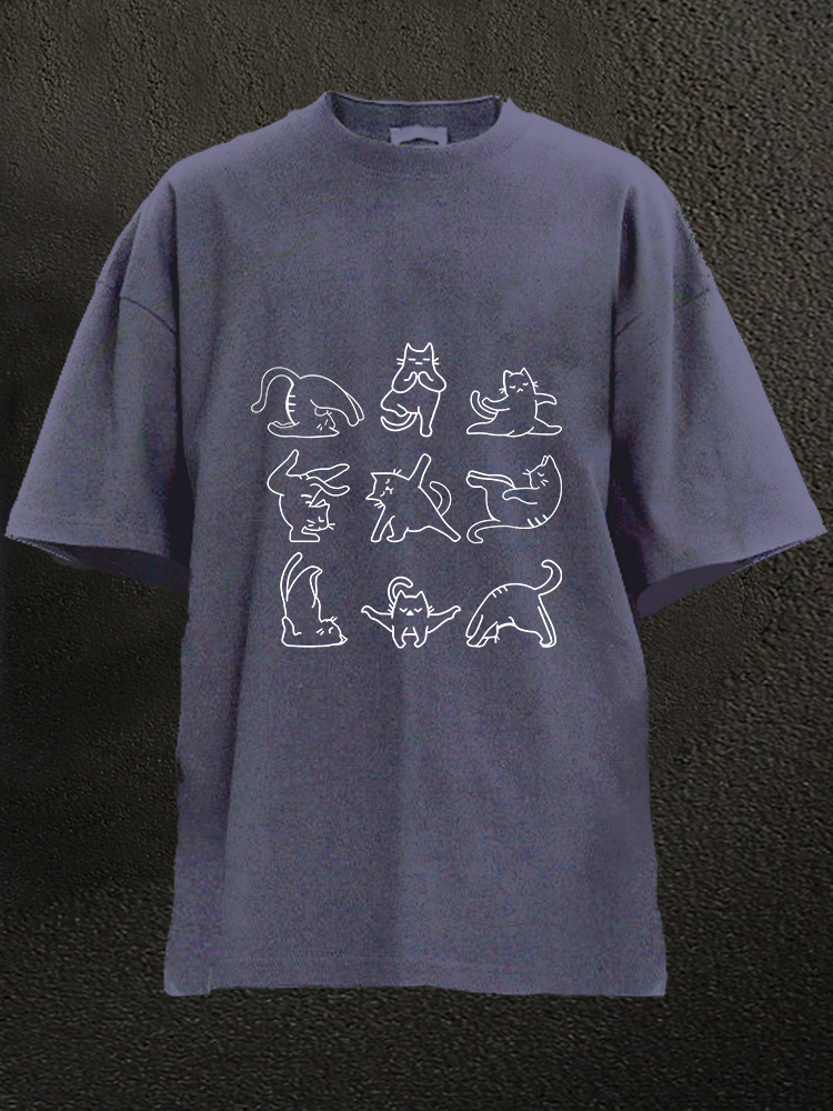 Yoga Cat WASHED GYM SHIRT