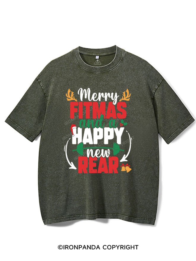 MERRY FITMASS AND A HAPPY NEW REAR VINTAGE GYM SHIRT