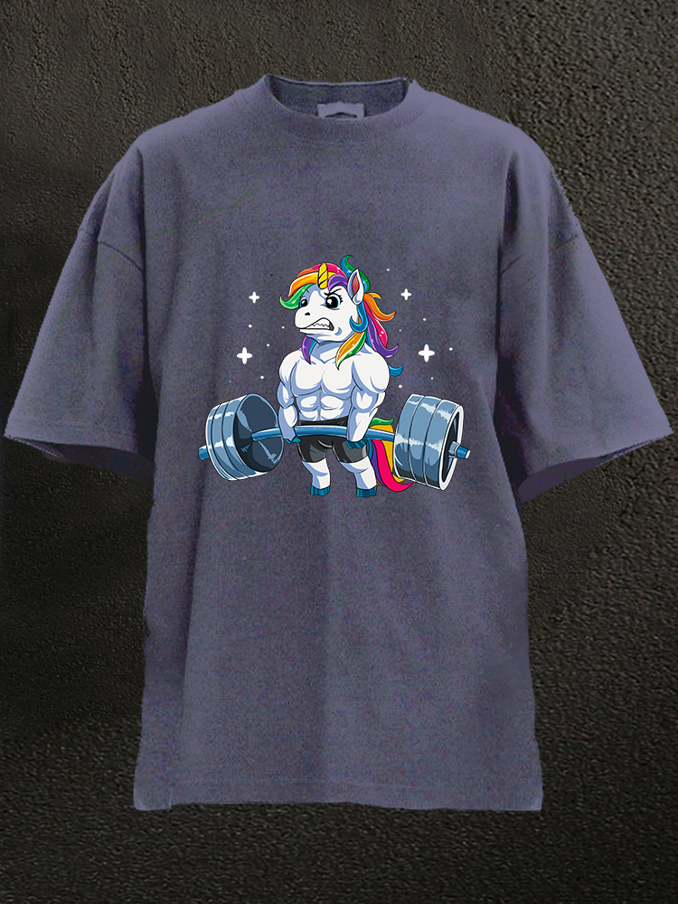 WEIGHTLIFTING UNICORN WASHED GYM SHIRT