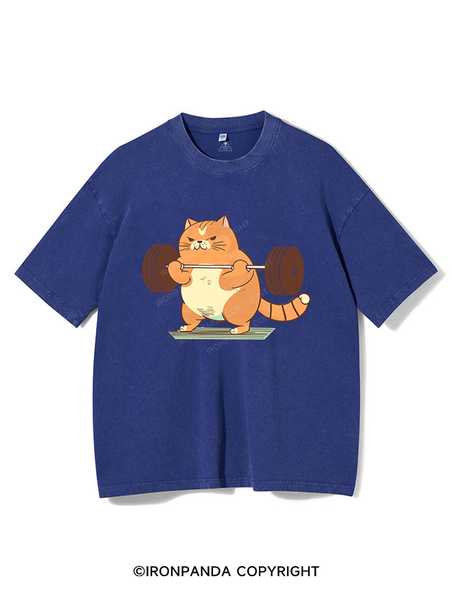 Cat Weightlifting Vintage Gym Shirt