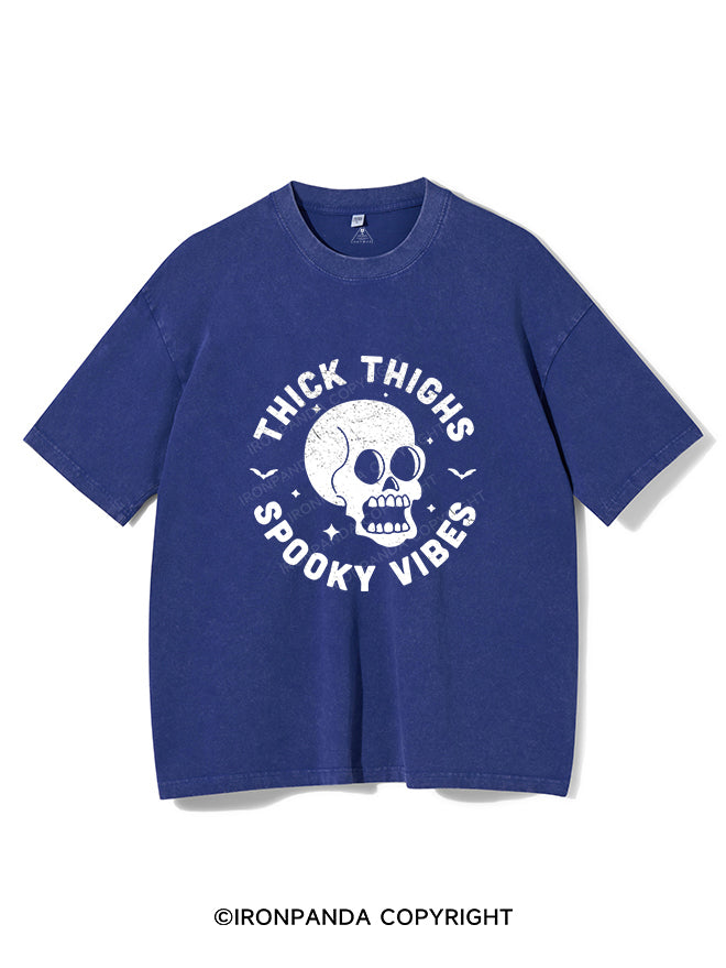 Thick Thighs Spooky Vibes Vintage Gym Shirt