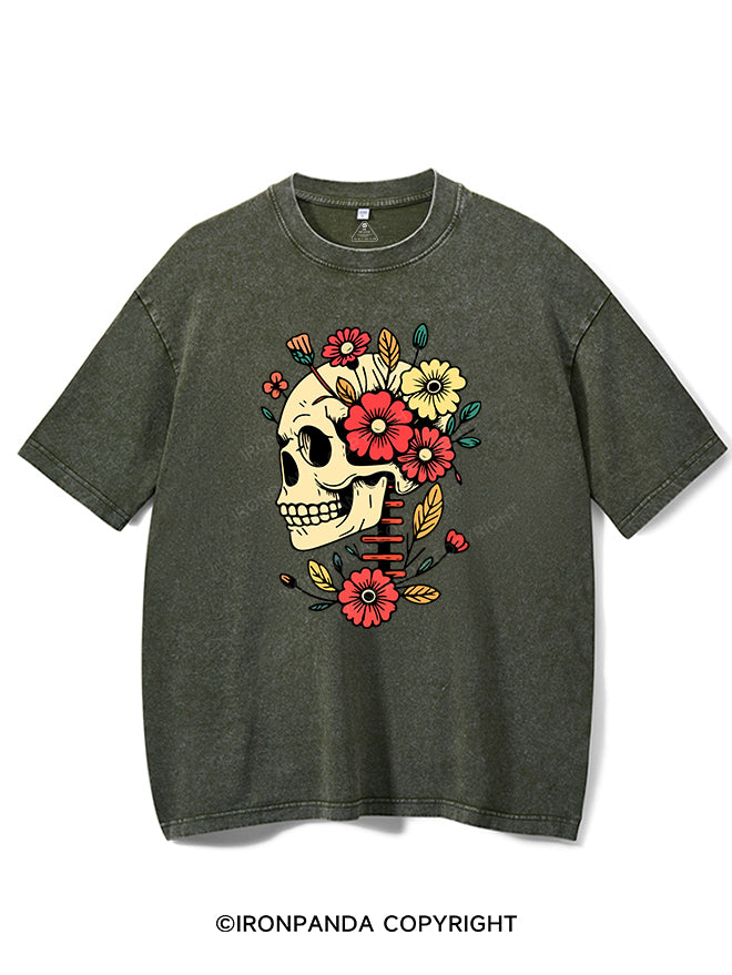 SKELETON FILLED WITH FLOWERS VINTAGE GYM SHIRT