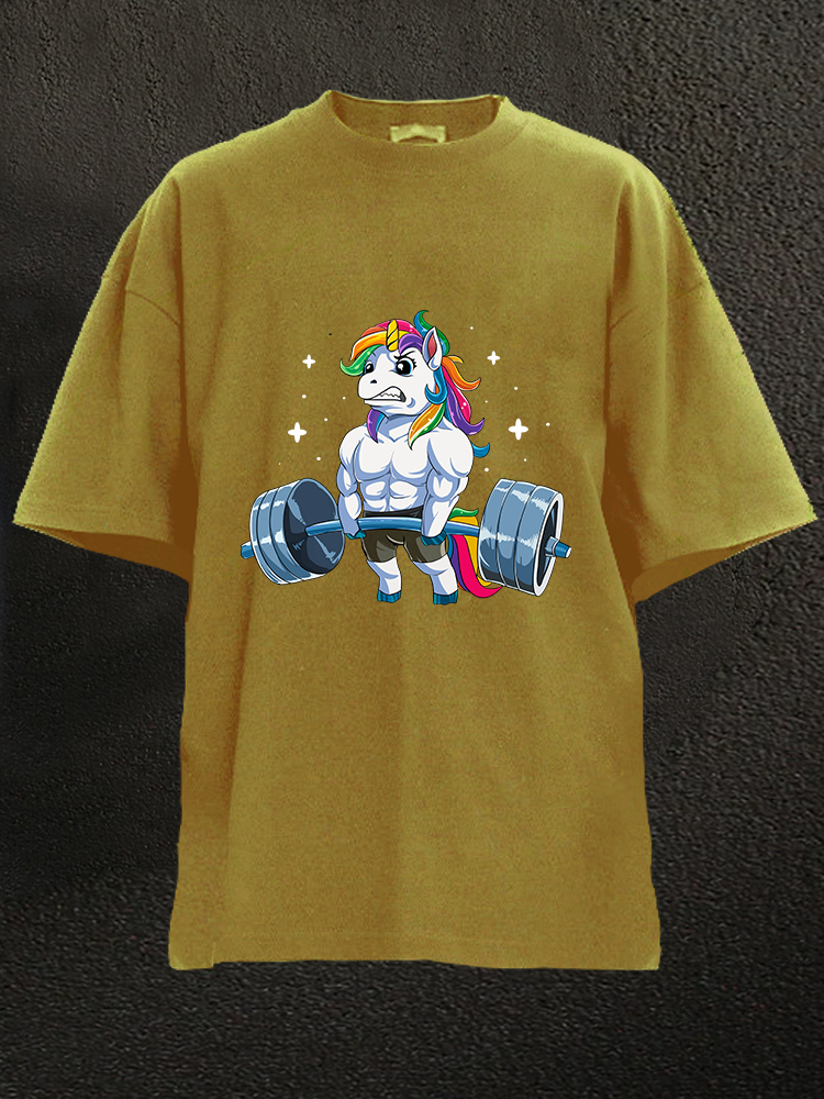 WEIGHTLIFTING UNICORN WASHED GYM SHIRT