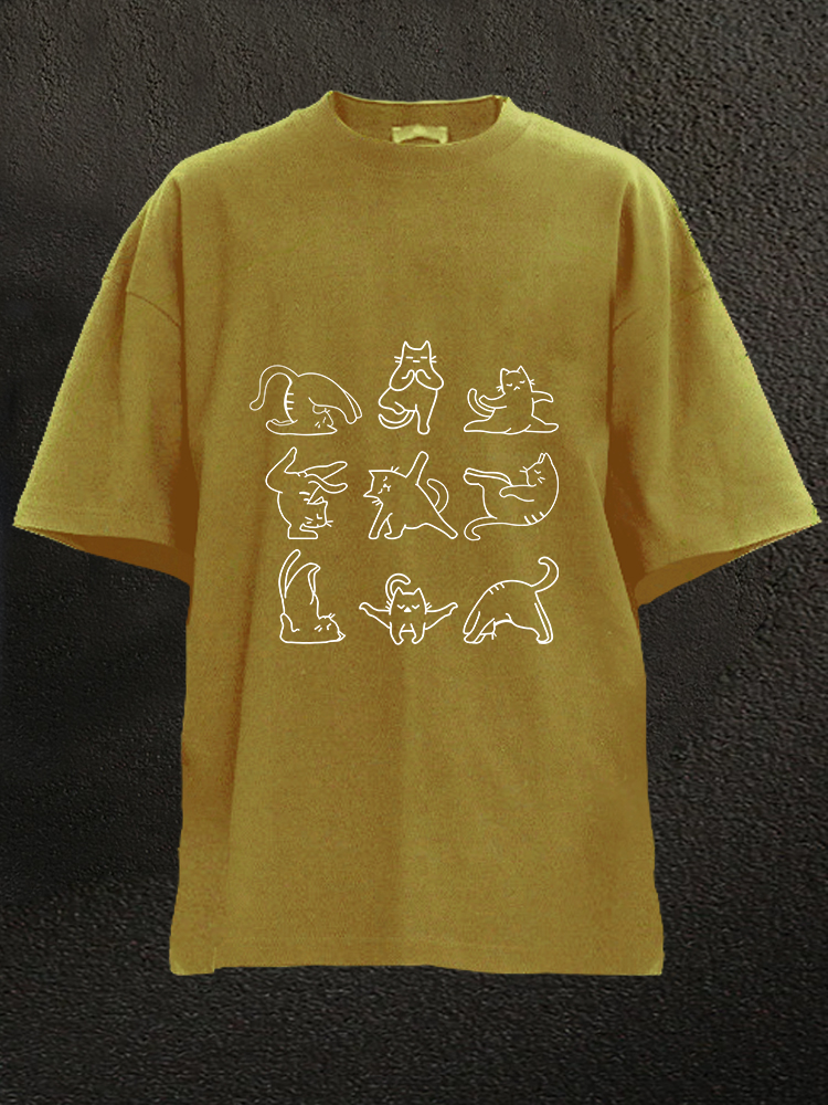 Yoga Cat WASHED GYM SHIRT