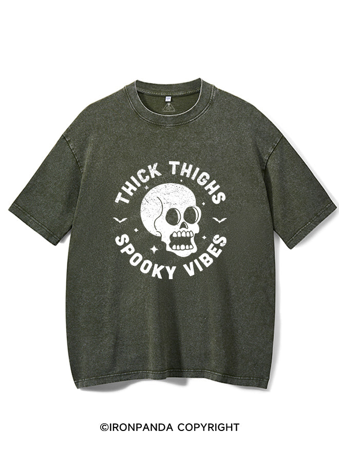 Thick Thighs Spooky Vibes Vintage Gym Shirt