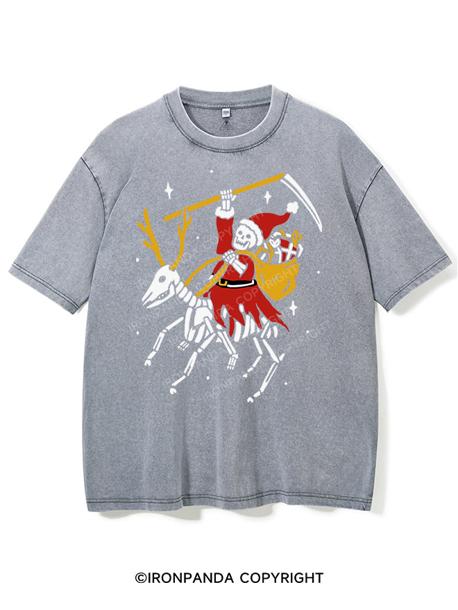 GRIM REAPER SANTA ON A REINDEER VINTAGE GYM SHIRT