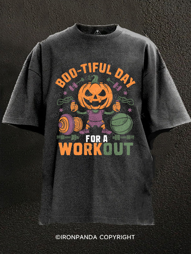 BOO-TIFUL DAY FOR A WORKOUT Washed Gym Shirt