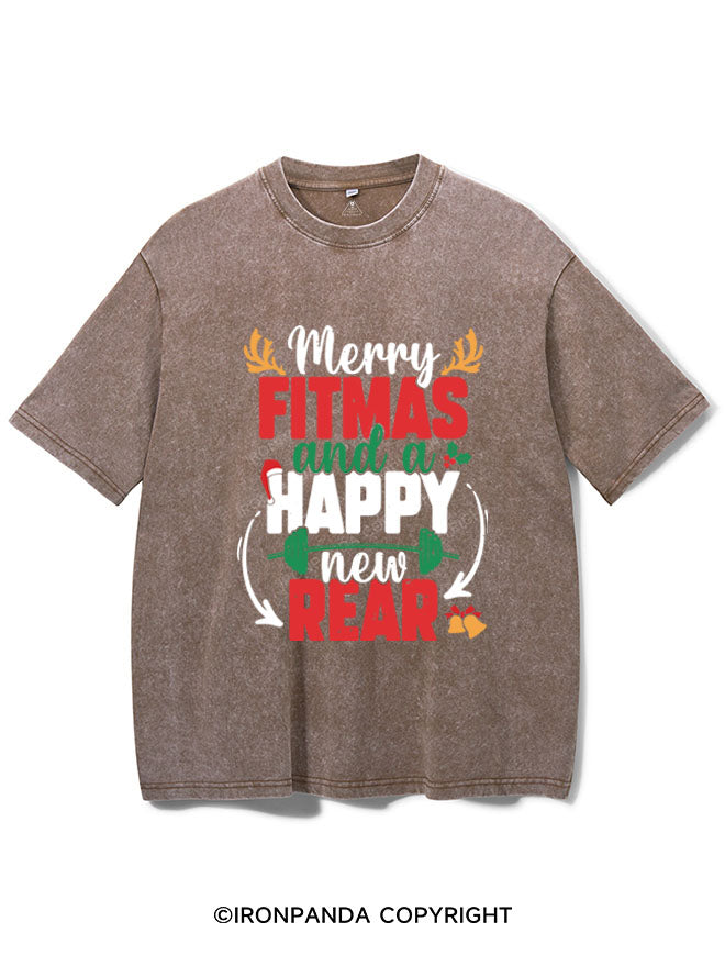 MERRY FITMASS AND A HAPPY NEW REAR VINTAGE GYM SHIRT