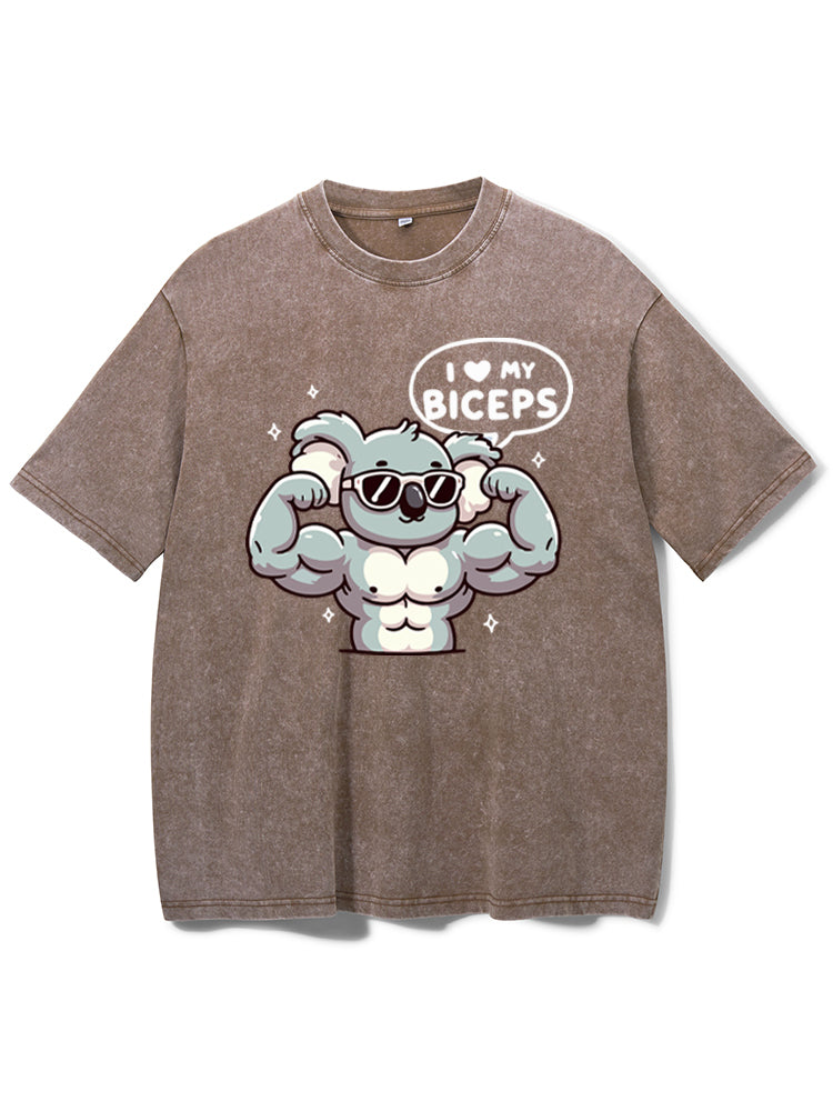 Big Biceps: Cute Koala Washed Gym Shirt