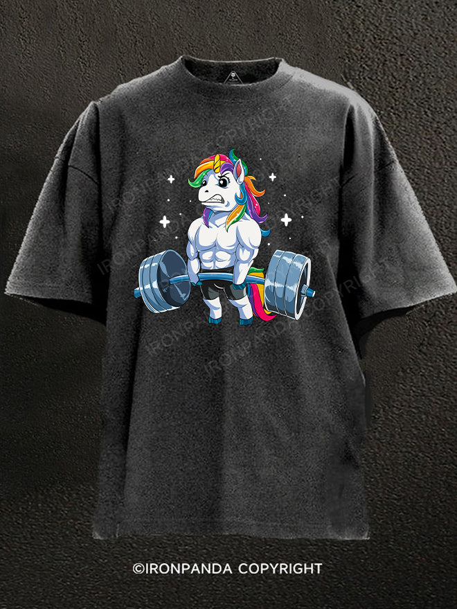 Weightlifting Unicorn Washed Gym Shirt