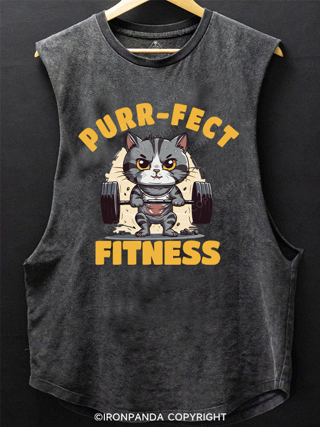 Weight Lifting Cat SCOOP BOTTOM COTTON TANK