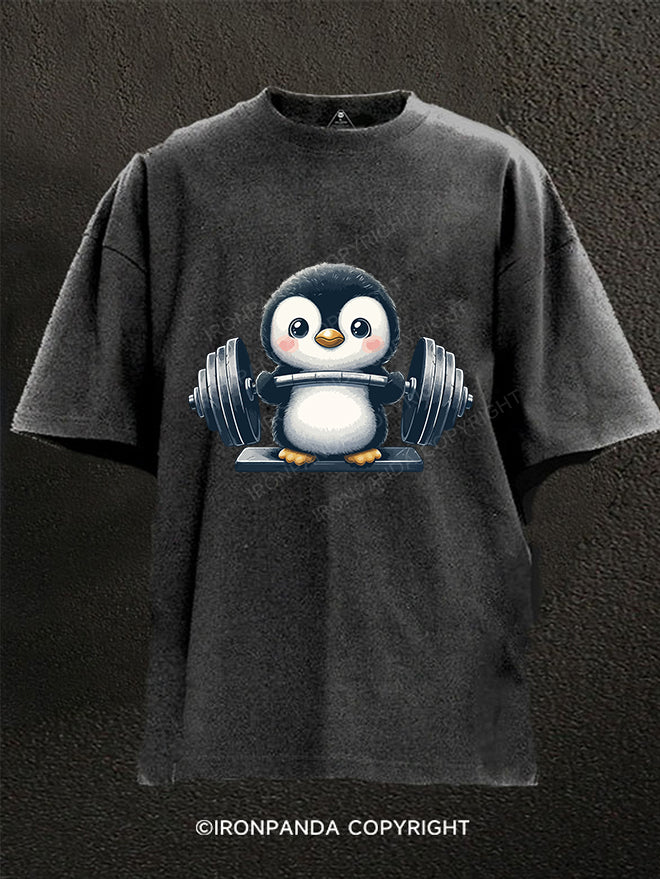 weightlifting penguin Washed Gym Shirt