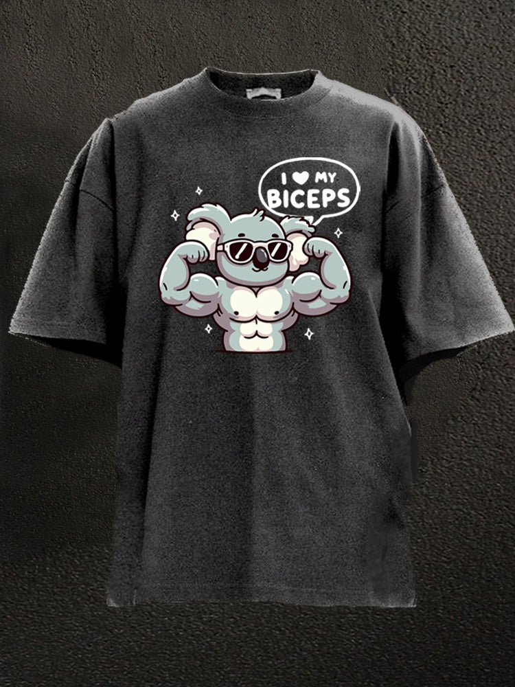 Big Biceps: Cute Koala Washed Gym Shirt