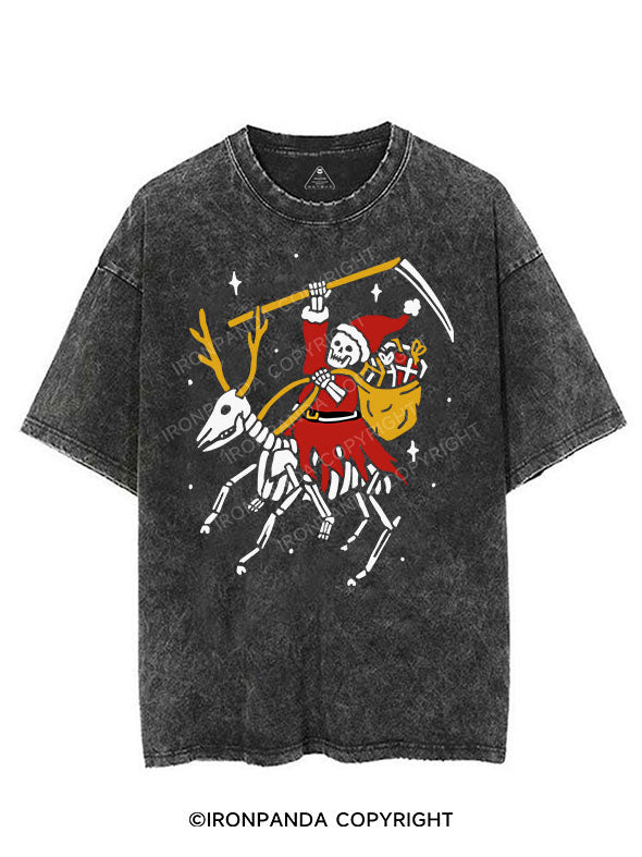 GRIM REAPER SANTA ON A REINDEER VINTAGE GYM SHIRT