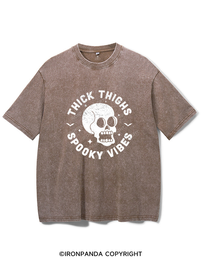 Thick Thighs Spooky Vibes Vintage Gym Shirt