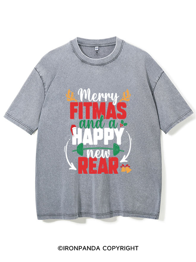 MERRY FITMASS AND A HAPPY NEW REAR VINTAGE GYM SHIRT