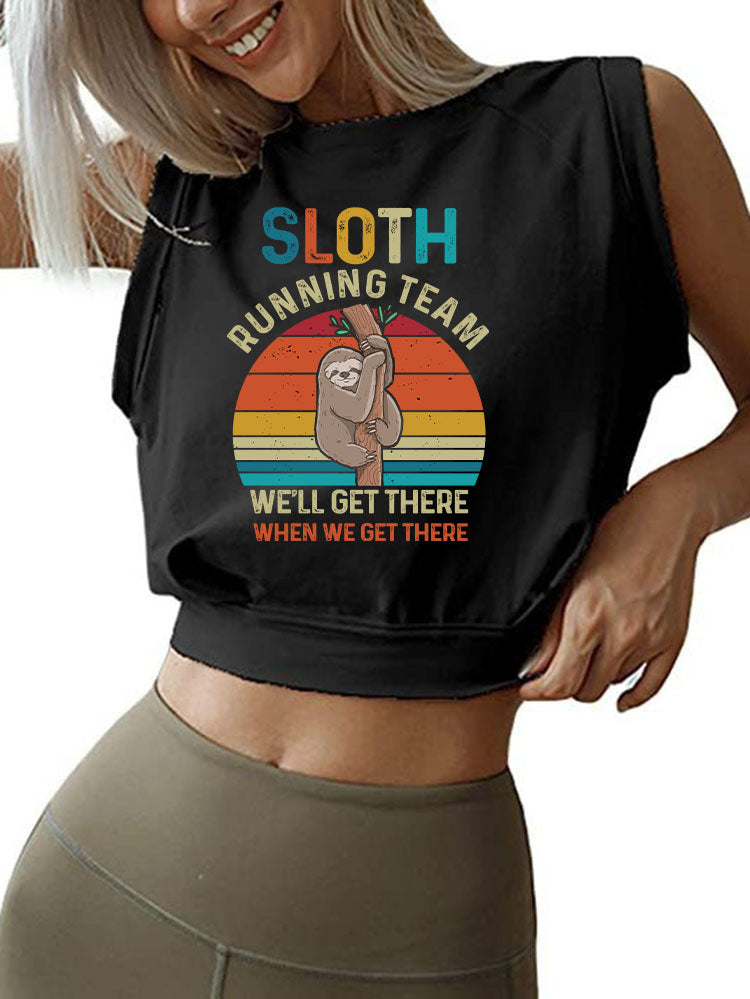 SLOTH RUNNING TEAM Sleeveless Crop Tops