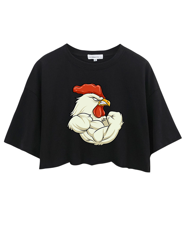 Rooster At The Gym Crop Tops